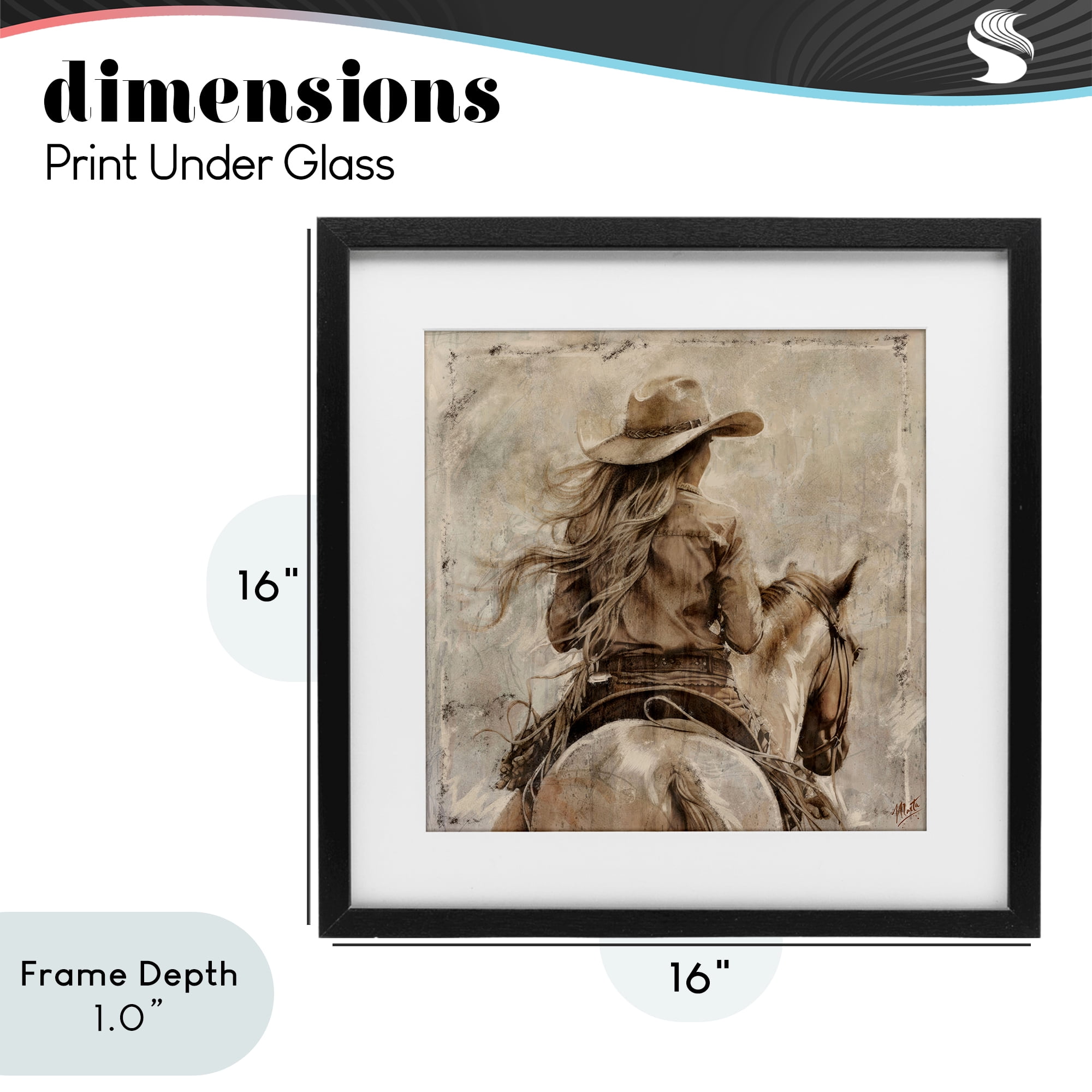 Stupell Industries Windblown Cowgirl on Horseback Black Framed Print Under Glass, design by Marta Wiley
