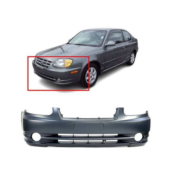 DCP Front Bumper Cover For 2003-2006 Hyundai Accent W/Fog Light Holes HY1000144