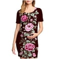 thumbnail image 2 of Delliss Women's Maternity Dress - Printed Fitted Stretch short Sleeve W/Ruched S-XL, 2 of 6