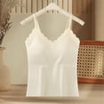thumbnail image 2 of ZNQHFRE Women's Lace V‑Neck Spaghetti Strap Camisole, Ribbed Crop Tank Top With Built‑In Bra For Layering Casual Wear L, 2 of 5
