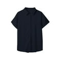thumbnail image 4 of Fashion Woman Causal Button Solid Blouse Short Sleeve T-Shirt Summer Tops Button Down Shirts for Women, 4 of 5