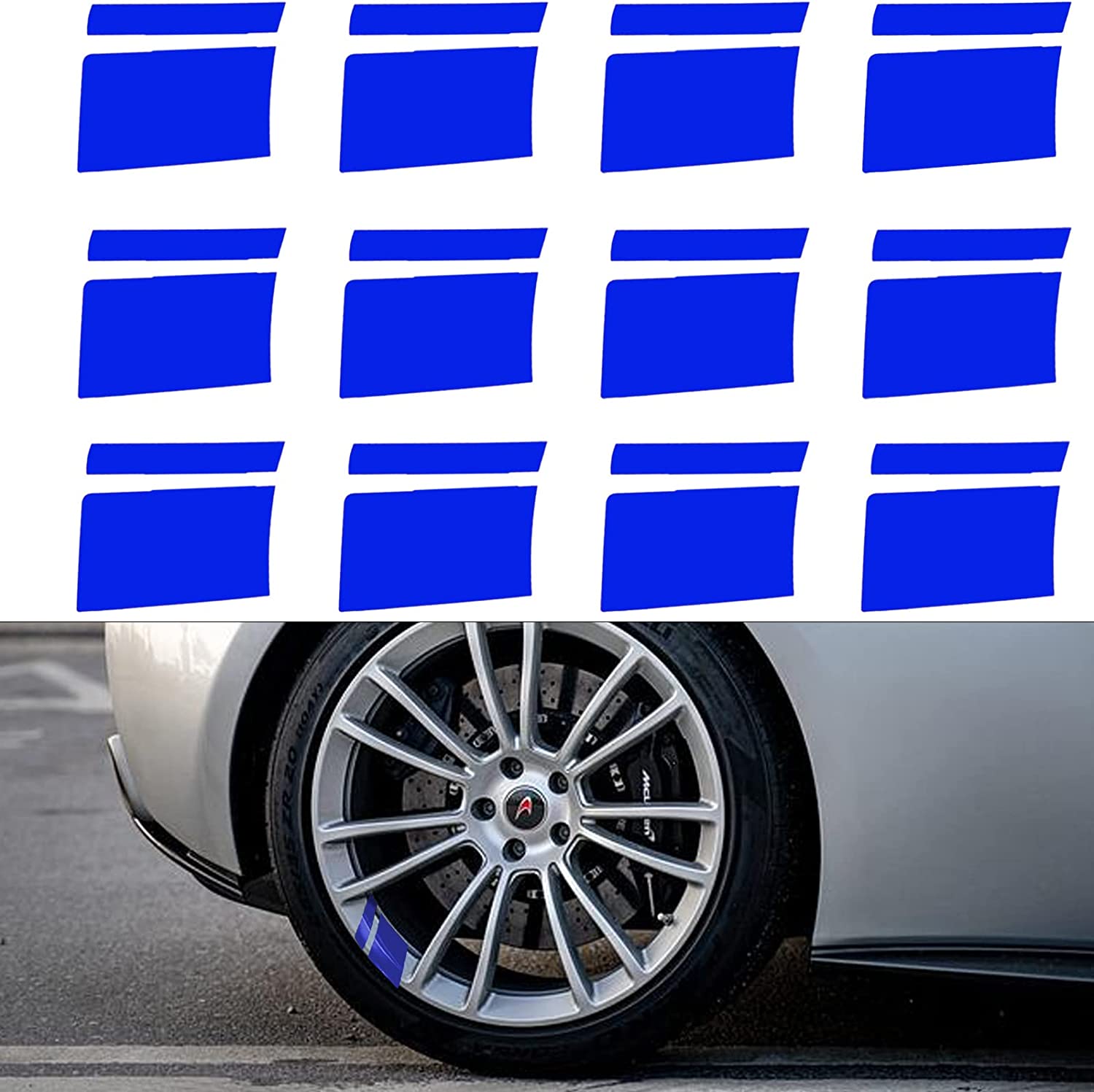 12Pcs Wheel Decals Hash Stripe Stickers for 18" 21" Wheels Reflective Car Wheel Decal Vinyl Rim