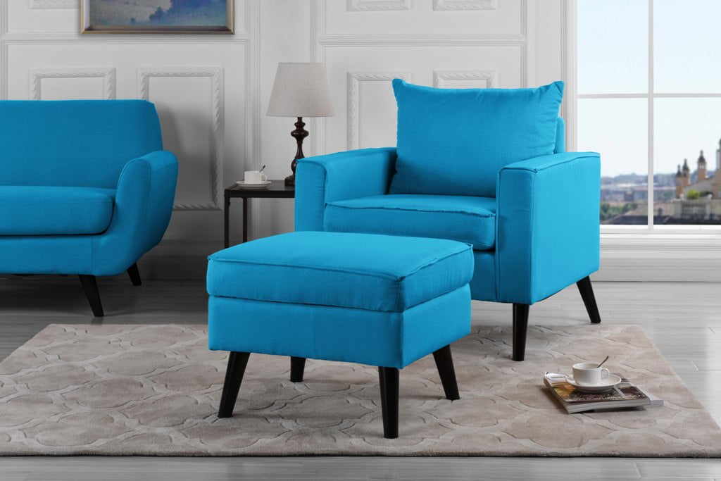 Contemporary Accent Chair and Ottoman with Hidden Storage Set