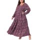 thumbnail image 1 of Vestido largo maxi de lunares para mujeres de tallas grandes, manga de linterna, dobladillo con volantes, vestidos boho 4X rojo oscuro, 1 of 6