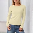 thumbnail image 2 of Towmus Slim Fitted Long Sleeve Shirts for Women Solid Color Crewneck Tees Casual Tight Basic Tops, 2 of 6