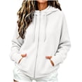 thumbnail image 3 of Women Full Zip Up Hoodie Sweatshirt Sevevn Drawstring Hood Kangaroo Pockets Soft Fleece Casual Top for Daily Loungewear Sports Street Wear, 3 of 7