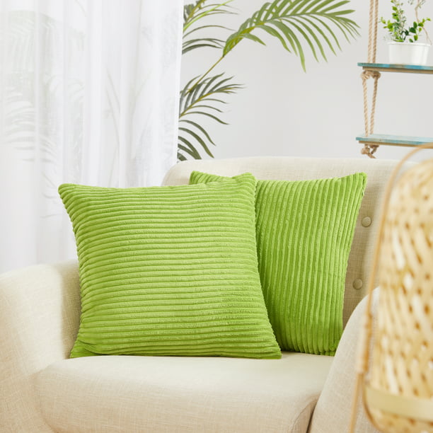 Deconovo Bright Lime Green Cushion, Lime Green Throws For Sofas