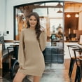 thumbnail image 6 of VENUZOR Long Sleeve Sweater Dress for Women 2025 Fall Ridded Kint Casual Mock Turtleneck Dress lightweight Puff Sleeve Sweater Dress Pullover, 6 of 9