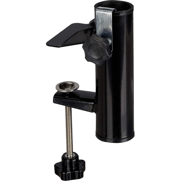 Paragüero de barandilla de balcón cuadrado, tamaño de poste 19-38 mm, paragüero de acero, altura: 15,5 cm, negro.