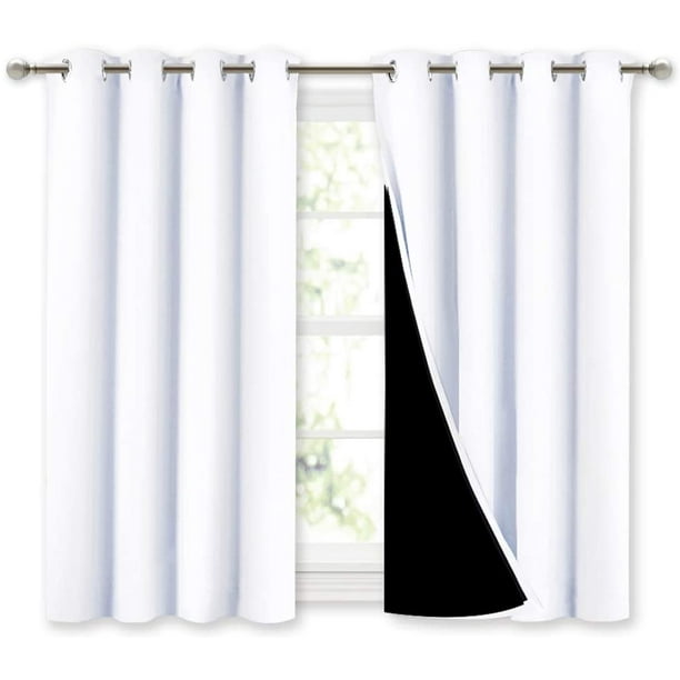 Nicetown White 100 Blackout Curtains 45 Inches Long 2 Thick Layers Completely Window Treatment Thermal Insulated Lined Ds For Small 1 Pair 52 Width Each Panel Com Blackout Curtains 45 Inches Long 2, 45 Length Curtains