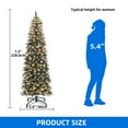 thumbnail image 3 of Dextrus 7.5 ft Prelit Pencil Christmas Tree with 68 Pine Cones, Flocked  Artificial Hinged Xmas Christmas Tree with 1075 Tips & 350 Lights, Remote Control,11 Light Modes, Green, 3 of 10