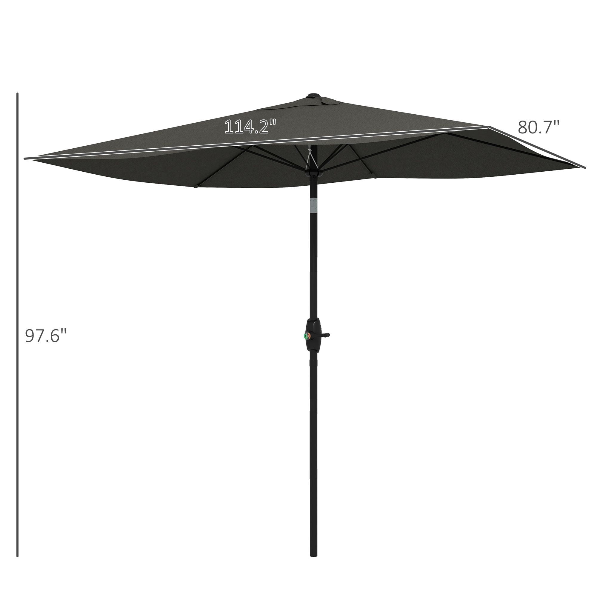 Outsunny 6.5' x 10' Rectangular Outdoor Patio Umbrella, Dark Gray Polyester Canopy with Aluminum Frame, Crank & Push-Button Tilt, UV Protection for Garden, Deck and Dining Area
