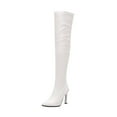 thumbnail image 2 of Bnwani Women Boots Fall Winter Fashion Pointed Zipper Knee-High-Heel Knee-High Versatile Casual Solid Boot White Size 9.5, 2 of 6