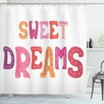 thumbnail image 1 of Sleep Shower Curtain, Hand Drawn Composition with Colorful Letters Dreams Typography Illustration, Fabric Bathroom Set with Hooks, 69W X 84L Inches Extra Long, Multicolor, by Ambesonne, 1 of 3