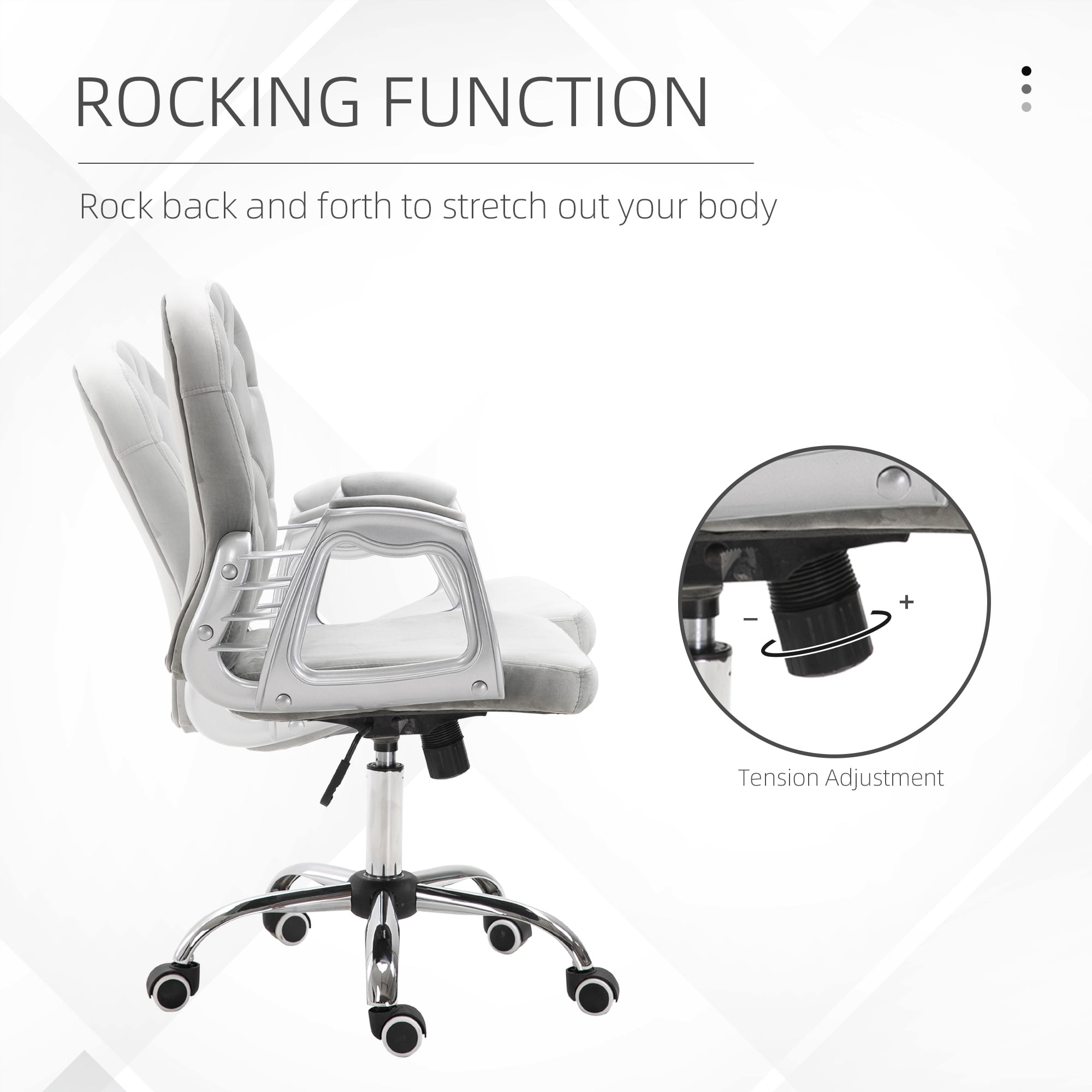 Velvet Office Chair, Grey
