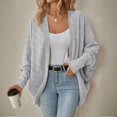 thumbnail image 2 of Breezora Women's Oversized Chunky Knit Cardigan Sweater Batwing Sleeve Open Front Long Wrap Coat Loose Outwear XXL Size Light Ashy, 2 of 9