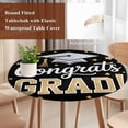 thumbnail image 4 of Black Graduation Round Tablecloth, Fitted Table Cover with Elastic for 45"-54" Round Tables, Yellow Star Table Cloth Outdoor Indoor Dinning Party Waterproof Tablecloths, 4 of 7