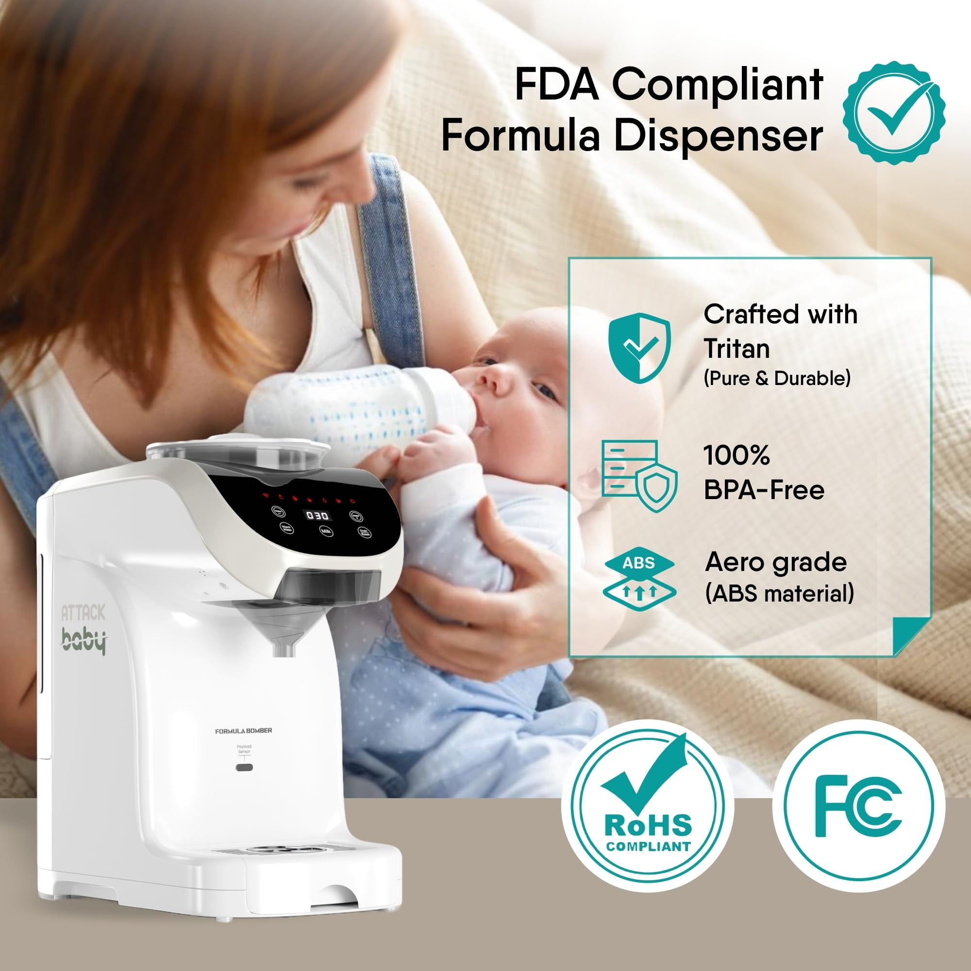 Attack Baby Formula Dispenser WiFi Formula Maker Accurate Dispensing Baby Bottle Warmer