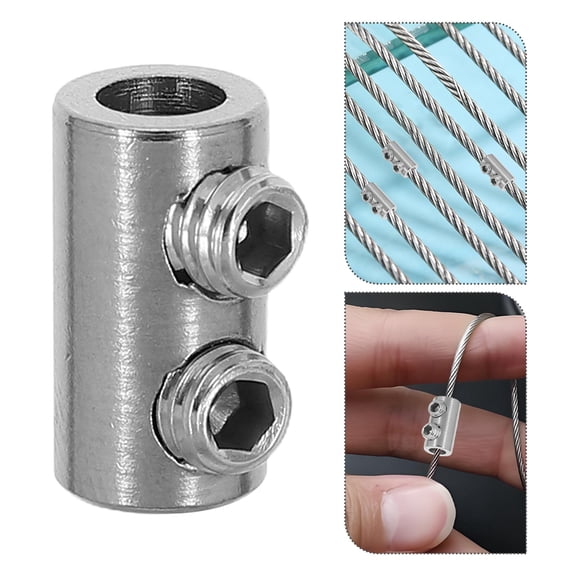 WEUVEB Plated Silver Stainless Steel Cable Clamps, Double Hole, Quick Installation, 20Pcs