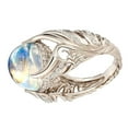 thumbnail image 3 of Tshsdpx Women Faux Moonstone Rhinestone Inlaid Wing Finger Ring Wedding Jewelry Gift, 3 of 5
