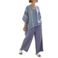 thumbnail image 2 of Pounoo Women's Outfits Striped Linen Co Ord Tops and Pants Beach Vacation Lightweight Airy Relaxed Fit Casual Sets Gift, 2 of 5