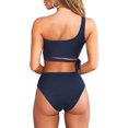 thumbnail image 3 of Odbmxy 2 Piece Swimsuit for Women One Shoulder Womens Bathing Suits Plus Size Bralette Plain Bikini Vacation Swimwear,Blue S, 3 of 3