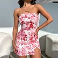 thumbnail image 1 of Vestido Tubo Superior Vestido bandeau con estampado floral para mujer, ajustado, sin espalda, estilo vintage, para fiesta Cgtredaw Rosa S para Mujer, 1 of 6