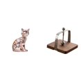 thumbnail image 1 of Adorno de escultura de gato para chimenea, cocina, oficina, mesa de comedor interior, hogar con base de madera, organizador, dispensador de pañuelos,, 1 of 8