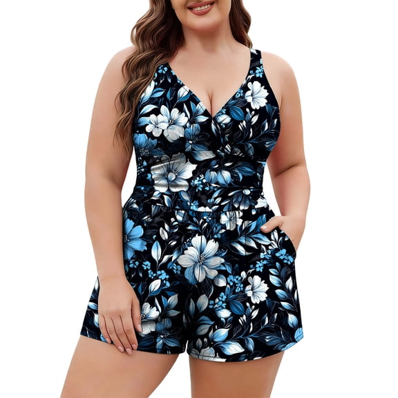 asdoklhq Two Piece Tankini Swimsuits for Women Modest Bathing Suit with Shorts Women's Plus Size Tankini Bathing Suits Ruffle Swim Dress Two Piece Swimsuits 2026 Multicolor 2X