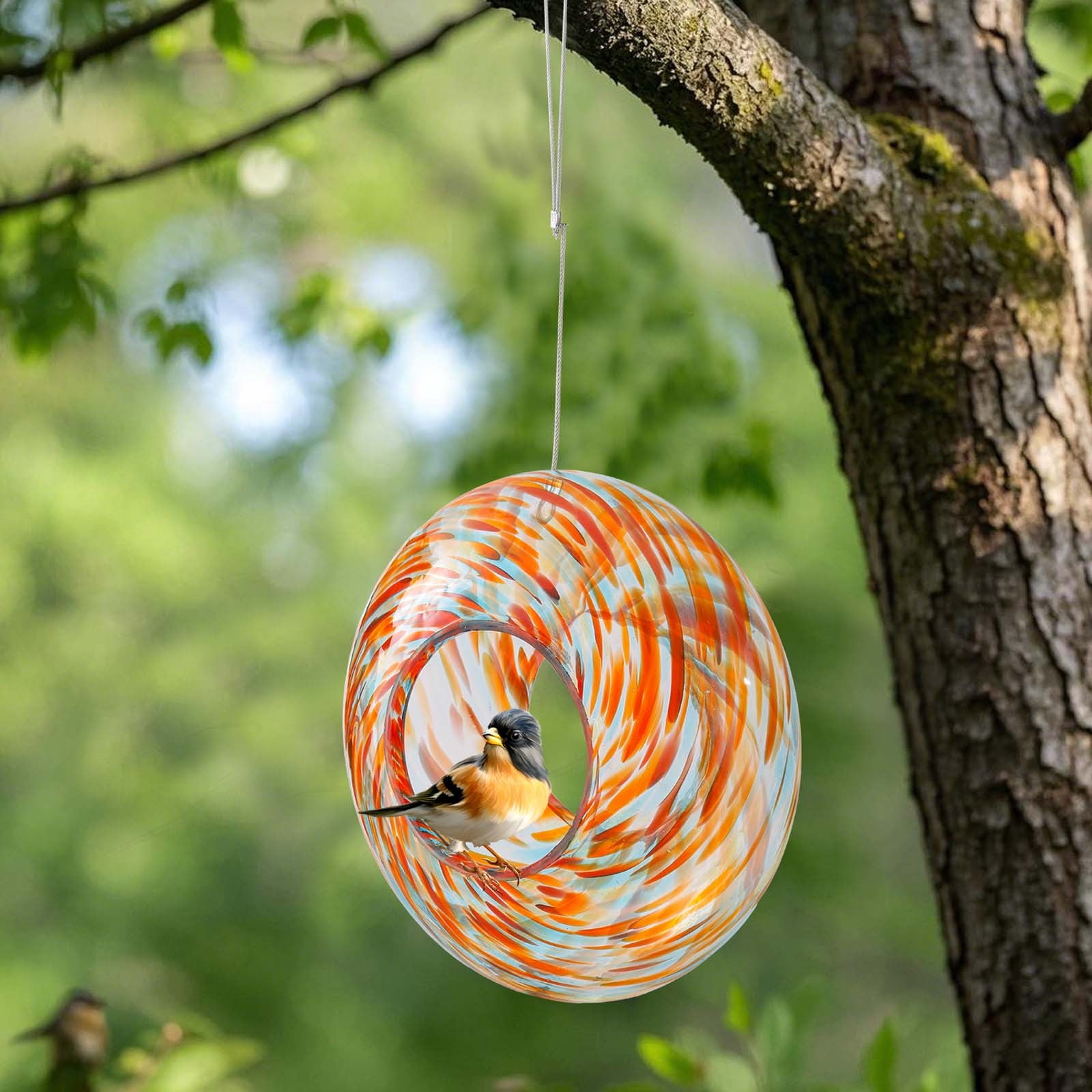 Kugisaki Glass Bird Feeder Outdoor Hanging Hummingbird Feeder for Garden Yard Patio Decor, Easy to Fill & Clean Ideal Gifts
