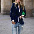 thumbnail image 2 of MORTTIC Women's Elegant Blazer - Single Button Long Sleeve Jacket, Spring/Fall Office & Casual Wear Navy Blue XL, 2 of 6