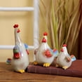 thumbnail image 5 of TERGAYEE 3Pcs Easter Decoration Farm Animals Porcelain Figure Feng Shui Statue Ceramic Collectible Figurines Rooster Kitchen Decor Ceramic Crafts Hen Figurine Ceramics, 5 of 7