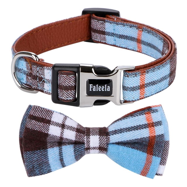 Collar para perro Faleela Soft & Comfy Pajarita desmontable azul (M)