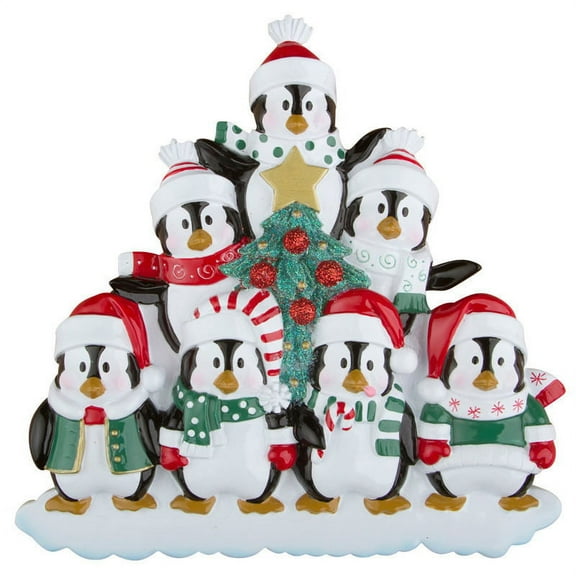 Winter Penguin Family of 7 Personalized Christmas Ornament DO-IT-YOURSELF