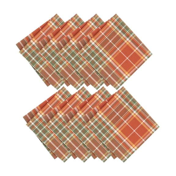 Elrene Home Fashions Hawley Plaid Harvest Napkins, Set of 8, Multicolor, 17" x 17"