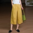 thumbnail image 3 of MLCDZ Womens Cotton Linen Lightweight Cropped Pants Loose Fit Wide Leg Capri Casual Loose Plus Size Elastic Waist Trousers, 3 of 6