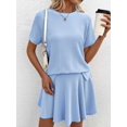 thumbnail image 5 of Women 2 Piece Skirt Set Summer Cruise Outfits Ribbed Loose Short Sleeve Matching Lounge Sets L, 5 of 8