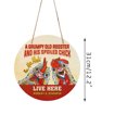 thumbnail image 4 of Old Rooster And His Cute Chick Live Here Round Wooden Sign, 4 of 8