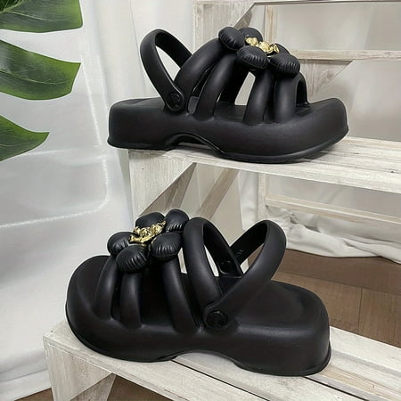 

Women s Platform EVA Sandals Cute Golden Bear & Flower Decor Slides Trendy Outdoor Sandals