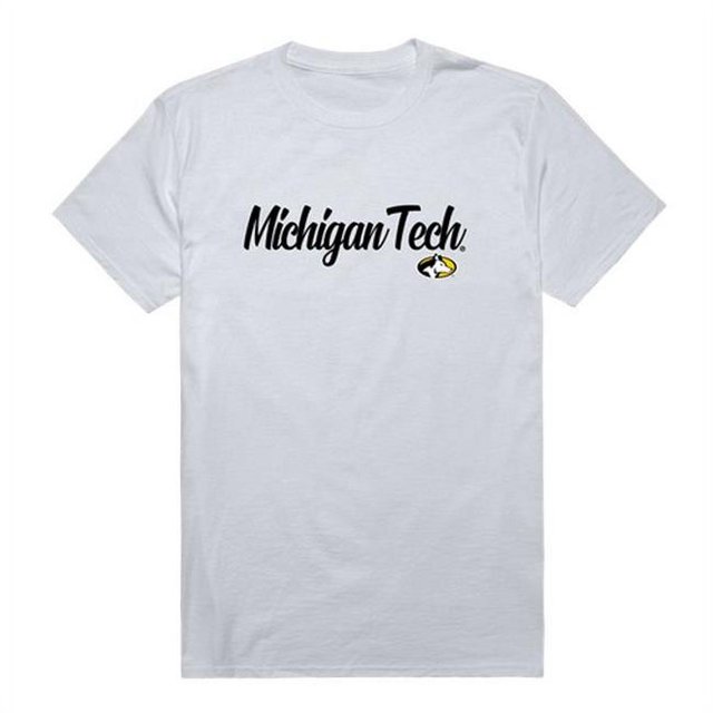 W Republic 554-341-WHT-01 Men Michigan Tech Script T-Shirt, White - Small