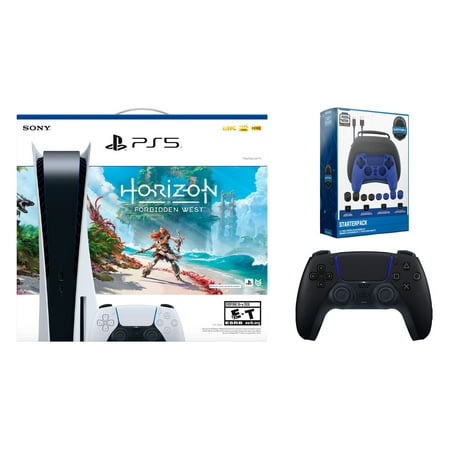 Sony PlayStation 5 Disc Edition Horizon Forbidden West Bundle with Extra Controller and Accessory Kit - Midnight Black