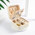 thumbnail image 6 of Jewelry Travel Case with Mirror, Small Travel Jewelry Organizer, Portable Jewelry Box Travel Mini Storage Organizer Portable Display Storage Box For Rings Earrings Necklaces Gifts (White), 6 of 7