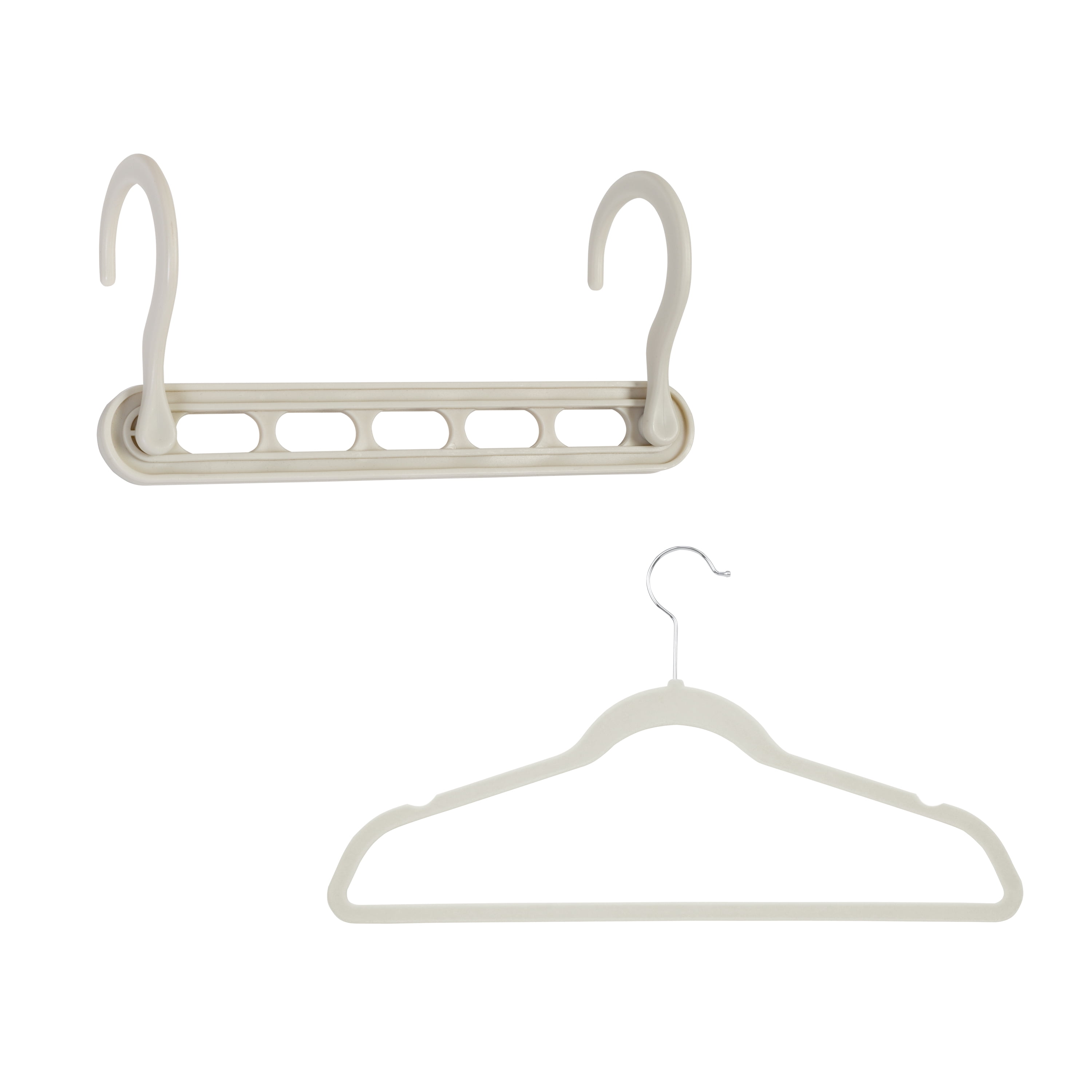 Honey-Can-Do Set of 5 Collapsible and 50 Velvet Non-Slip Adult Clothes Hangers, White