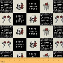 Castle Fairy Teens Rose Skull Fabric by the Yard 10 Yards,Geometric Lattice Room Decor Fabric by the Yard,Gothic Style Fabric for Sewing,Breathable Home Decor