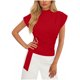 thumbnail image 3 of Camisas de Manga Corta para las Mujeres Casual V-Cuello Plegado Vendaje Suéter Blusa, Ligero Top de Verano, 3 of 6