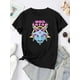 thumbnail image 3 of Creative English Cute Dinosaur Pattern Printed Women'S Fashionable Round Neck Short Sleeve, Simple Casual Sports T-Shirt, Comfortable Summer Top for Holidays., 3 of 8