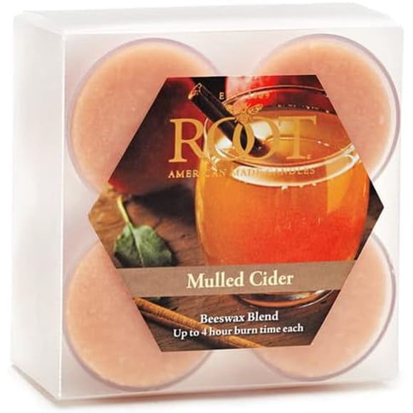 Root Candles Scented Tealights Handcrafted Beeswax Blend 4-Hour Tealight Candles, 8-Count, Mulled Cider