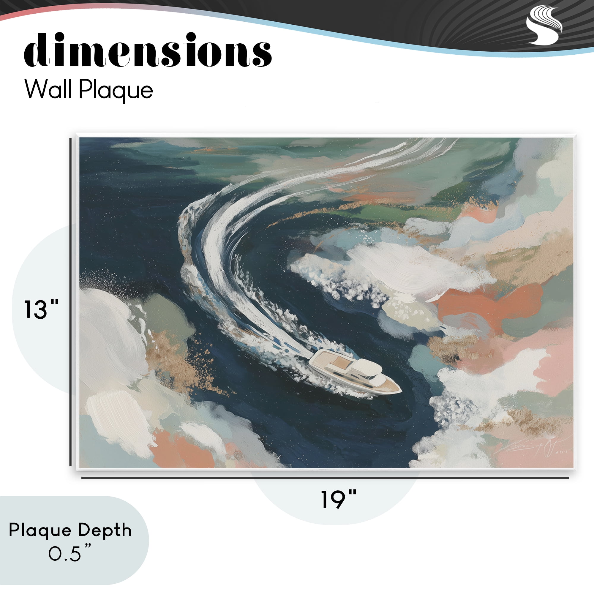 Stupell Industries Boat Wake From Above Wall Plaque Art, design by Chromatic Storm Studio