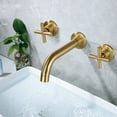 thumbnail image 4 of Bathroom Faucet Wall Mounted Brass Sink Brass Mixer 2-Handles Tap 3-Hole Gold, 4 of 12