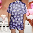 thumbnail image 5 of Wang6 Women's Satin Pajamas Sets with Shorts 2 Pieces Plus Size Pjs Sets Soft Short Sleeve V Neck Button Shirts Cute Floral Printed Sleepwear Loungewear Sets Purple L, 5 of 5
